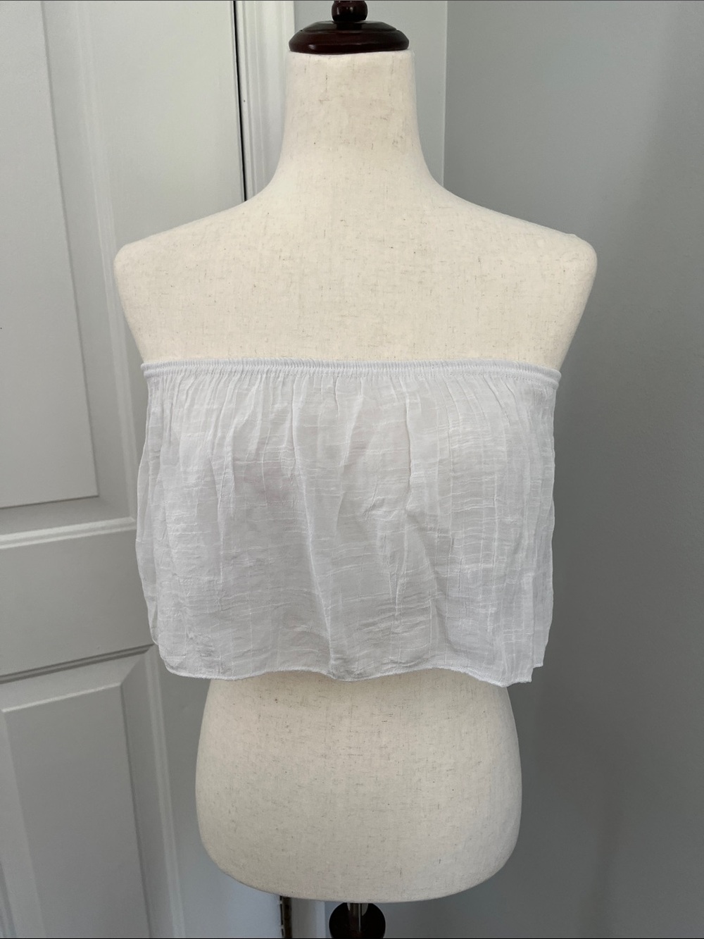SHEIN White Strapless Smocked Peplum Camisole